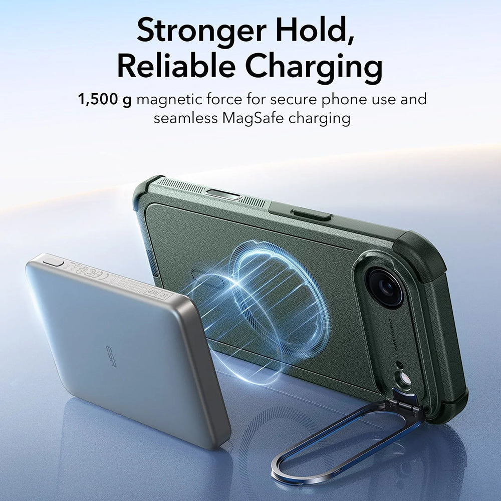 Pouzdro MagSafe pro Apple iPhone 17 Air, ESR, Cyber Armor Kickstand, Zelená