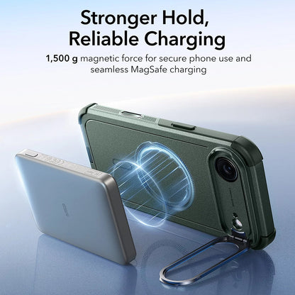 Pouzdro MagSafe pro Apple iPhone 17 Air, ESR, Cyber Armor Kickstand, Zelená