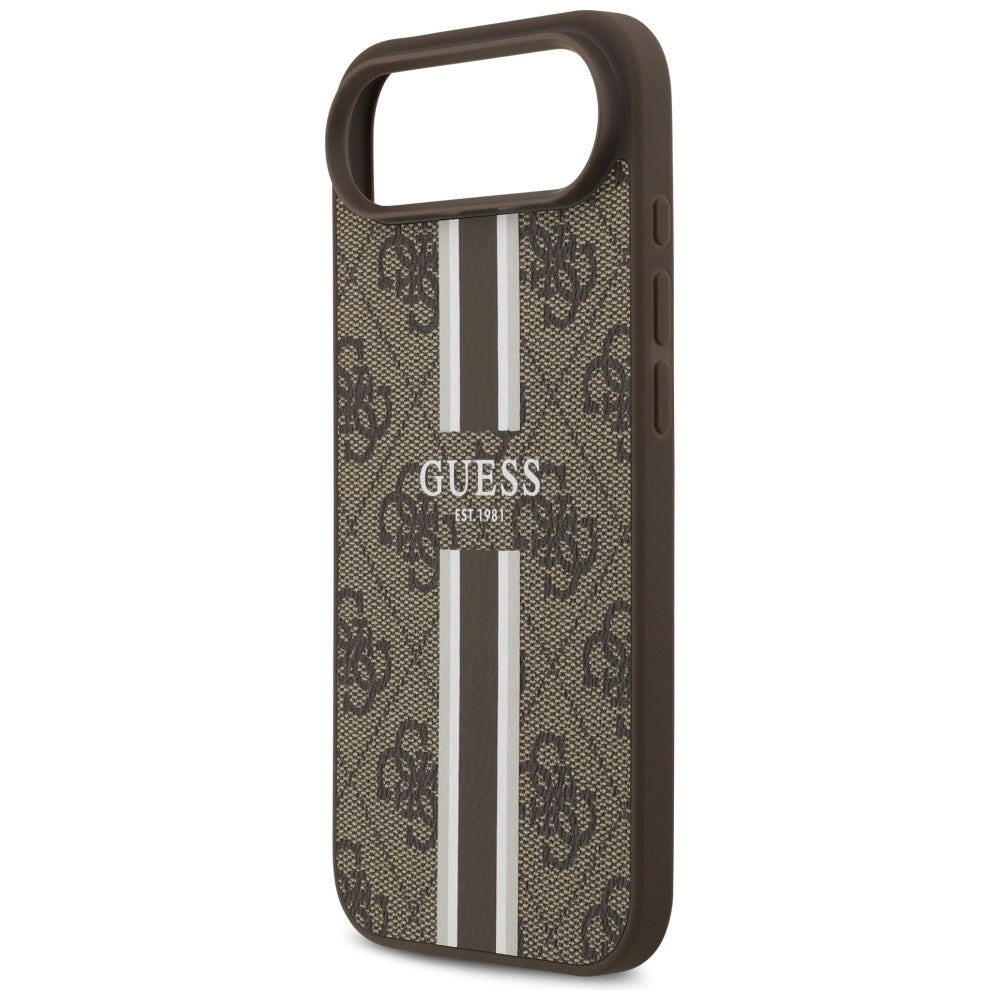 Pouzdro MagSafe pro Apple iPhone 17 Air, Guess, 4G Printed Stripes, Hnědá