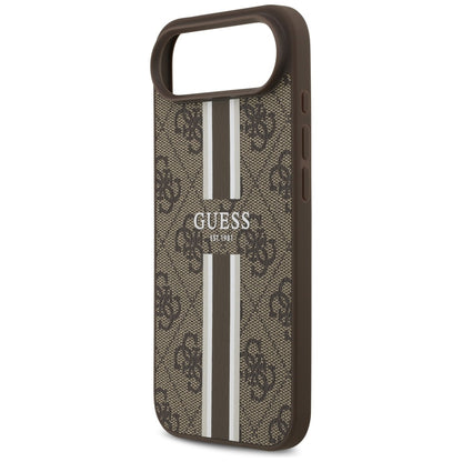 Pouzdro MagSafe pro Apple iPhone 17 Air, Guess, 4G Printed Stripes, Hnědá