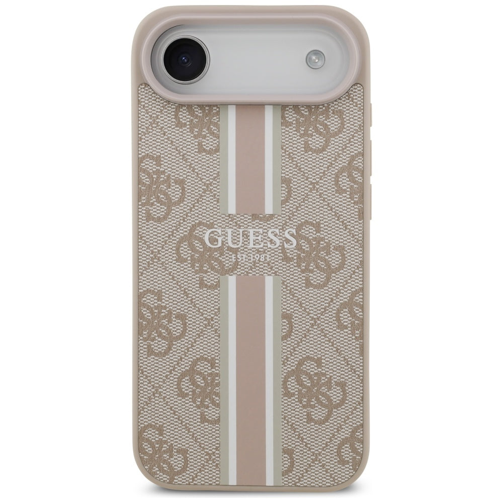 Pouzdro MagSafe pro Apple iPhone 17 Air, Guess, 4G Printed Stripes, Růžové