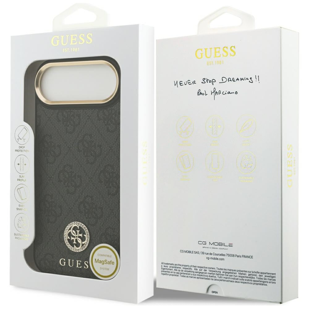 Pouzdro MagSafe pro Apple iPhone 17 Air, Guess, 4G Strass Logo, Černá