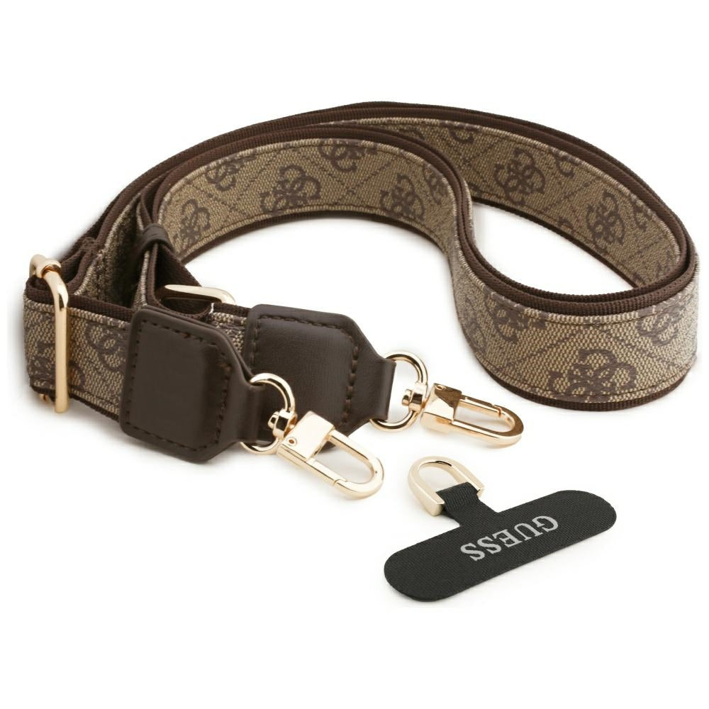 Pouzdro MagSafe pro Apple iPhone 17 Air, Guess, 4G Strass Logo with Big Strap, hnědá