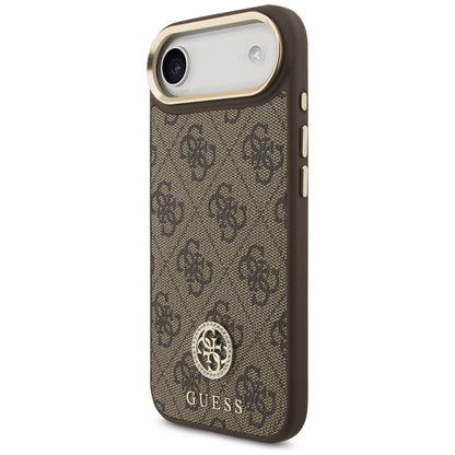 Pouzdro MagSafe pro Apple iPhone 17 Air, Guess, 4G Strass Logo with Big Strap, hnědá