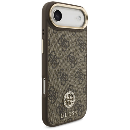 Pouzdro MagSafe pro Apple iPhone 17 Air, Guess, 4G Strass Logo with Big Strap, hnědá