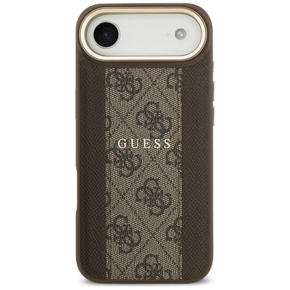 Pouzdro MagSafe pro Apple iPhone 17 Air, Guess, 4G Stripe, Hnědá