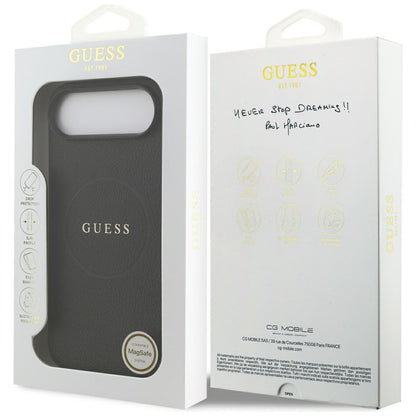 Pouzdro MagSafe pro Apple iPhone 17 Air, Guess, Grained Gold Ring, Černá