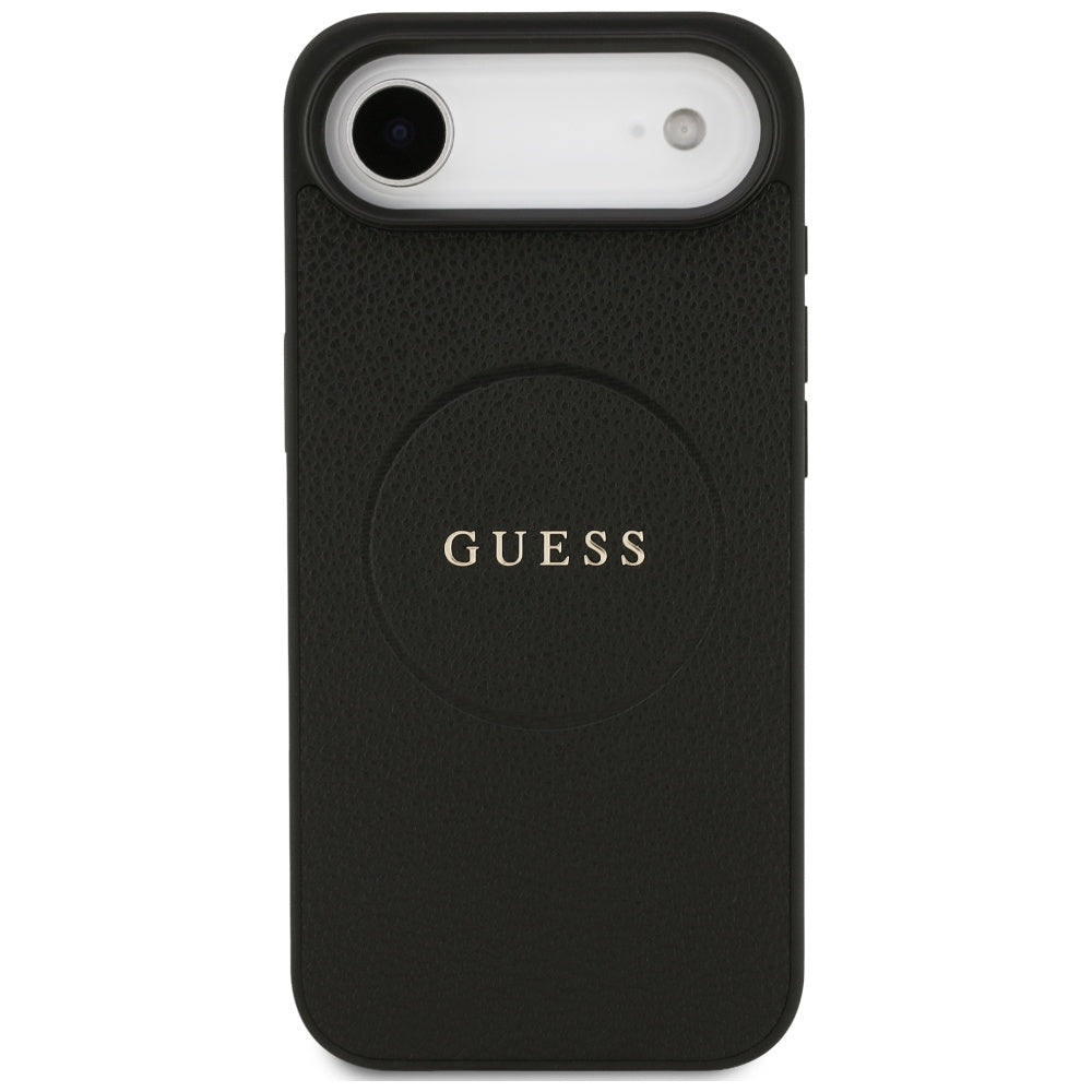 Pouzdro MagSafe pro Apple iPhone 17 Air, Guess, Grained Gold Ring, Černá