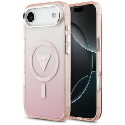 Pouzdro MagSafe pro Apple iPhone 17 Air, Guess, IML Gradient Triangle Logo, Růžové