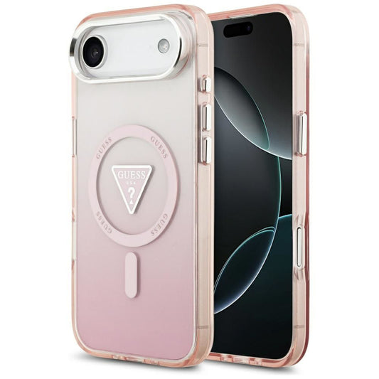 Pouzdro MagSafe pro Apple iPhone 17 Air, Guess, IML Gradient Triangle Logo, Růžové