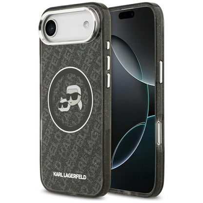 Pouzdro MagSafe pro Apple iPhone 17 Air, Karl Lagerfeld, IML Glitter Karl & Choupette`s Heads, Černá
