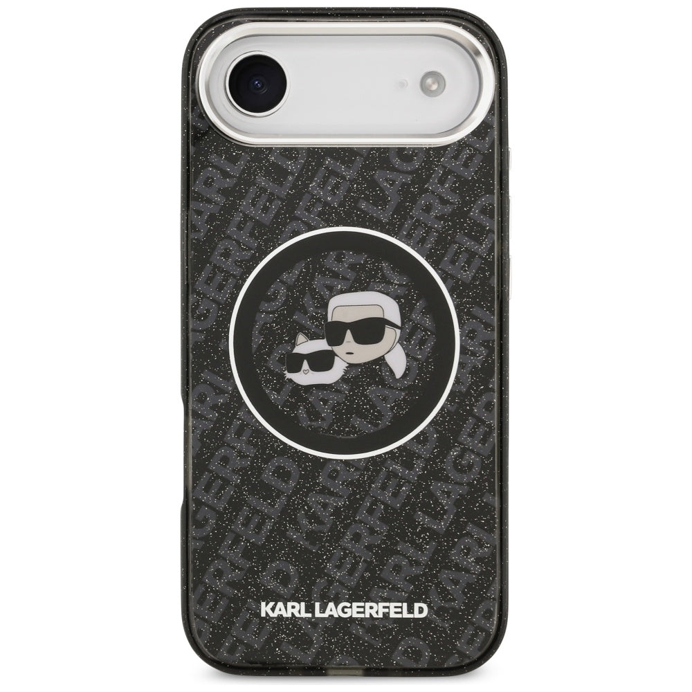 Pouzdro MagSafe pro Apple iPhone 17 Air, Karl Lagerfeld, IML Glitter Karl & Choupette`s Heads, Černá