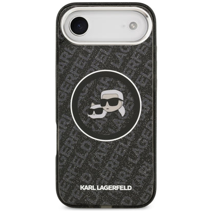 Pouzdro MagSafe pro Apple iPhone 17 Air, Karl Lagerfeld, IML Glitter Karl & Choupette`s Heads, Černá