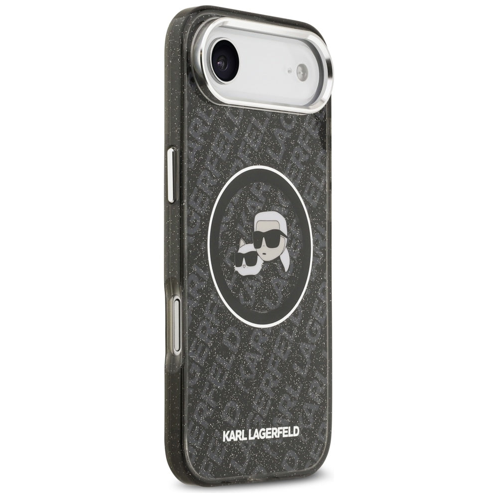 Pouzdro MagSafe pro Apple iPhone 17 Air, Karl Lagerfeld, IML Glitter Karl & Choupette`s Heads, Černá