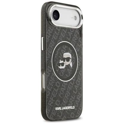 Pouzdro MagSafe pro Apple iPhone 17 Air, Karl Lagerfeld, IML Glitter Karl & Choupette`s Heads, Černá