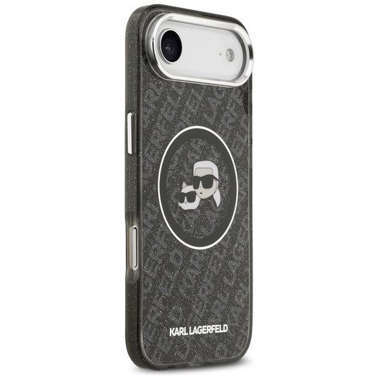 Pouzdro MagSafe pro Apple iPhone 17 Air, Karl Lagerfeld, IML Glitter Karl & Choupette`s Heads, Černá