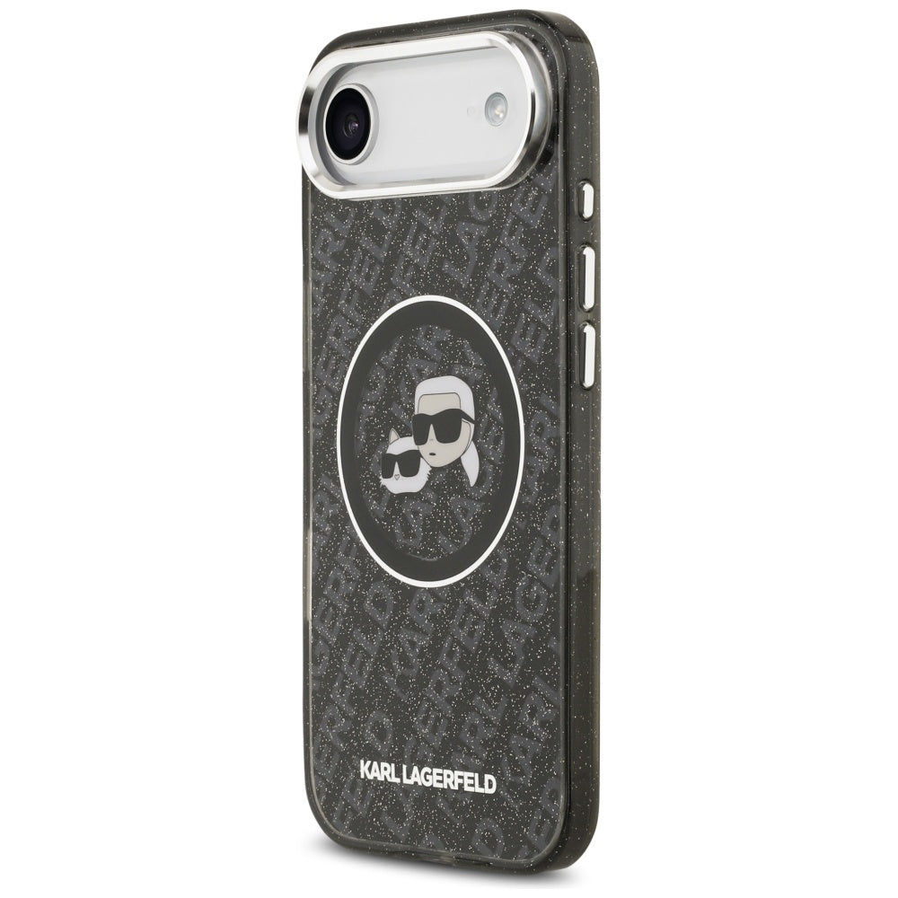 Pouzdro MagSafe pro Apple iPhone 17 Air, Karl Lagerfeld, IML Glitter Karl & Choupette`s Heads, Černá
