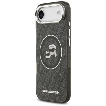 Pouzdro MagSafe pro Apple iPhone 17 Air, Karl Lagerfeld, IML Glitter Karl & Choupette`s Heads, Černá