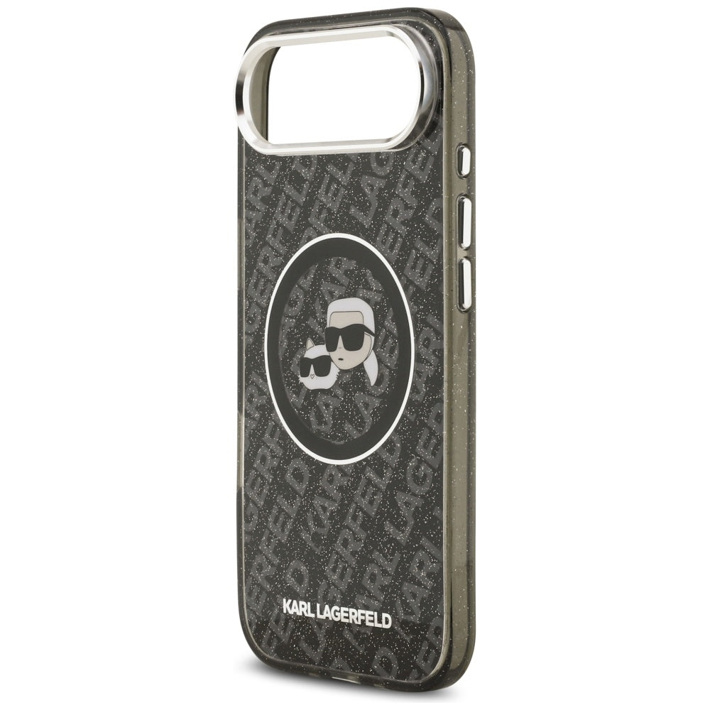 Pouzdro MagSafe pro Apple iPhone 17 Air, Karl Lagerfeld, IML Glitter Karl & Choupette`s Heads, Černá