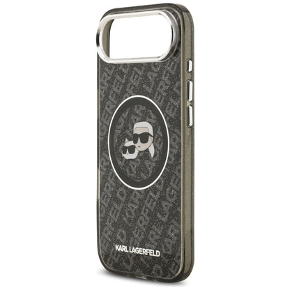 Pouzdro MagSafe pro Apple iPhone 17 Air, Karl Lagerfeld, IML Glitter Karl & Choupette`s Heads, Černá