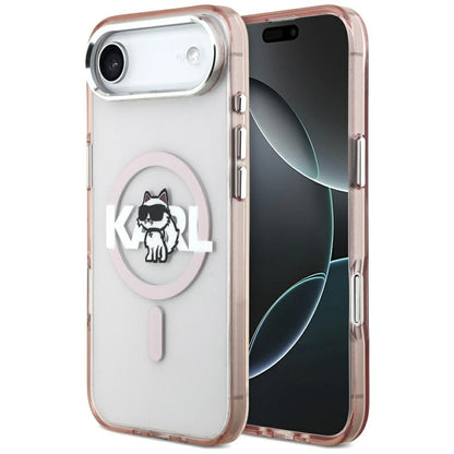 Pouzdro MagSafe pro Apple iPhone 17 Air, Karl Lagerfeld, IML Sketch Logo Choupette, Růžová