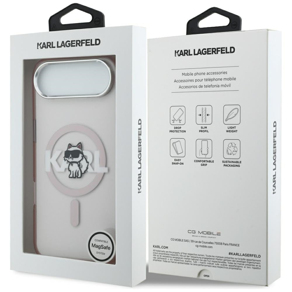 Pouzdro MagSafe pro Apple iPhone 17 Air, Karl Lagerfeld, IML Sketch Logo Choupette, Růžová