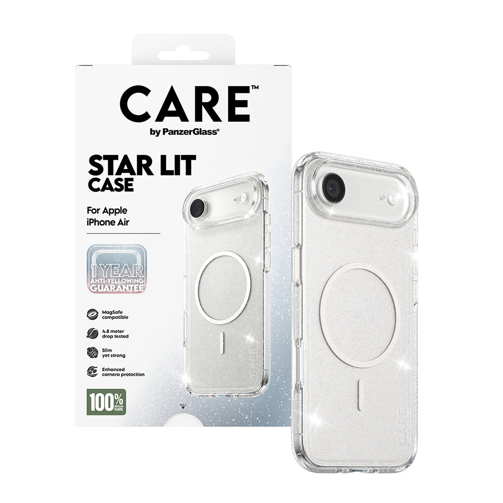 Pouzdro MagSafe pro Apple iPhone 17 Air, PanzerGlass, Care Urban Explorer Star Lit, Průhledná Bílá