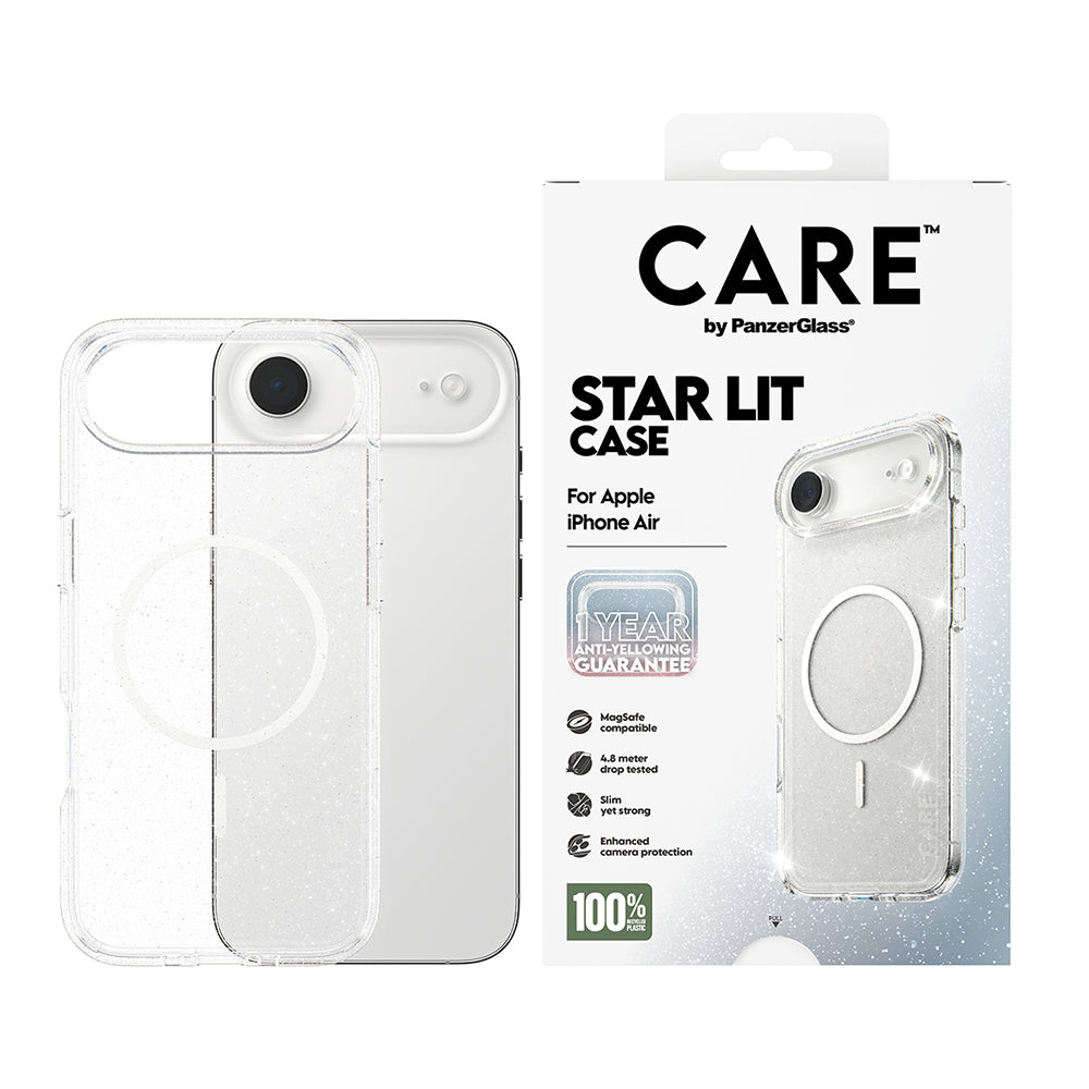 Pouzdro MagSafe pro Apple iPhone 17 Air, PanzerGlass, Care Urban Explorer Star Lit, Průhledná Bílá