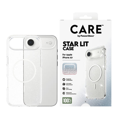 Pouzdro MagSafe pro Apple iPhone 17 Air, PanzerGlass, Care Urban Explorer Star Lit, Průhledná Bílá