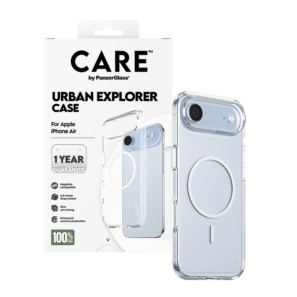 Pouzdro MagSafe pro Apple iPhone 17 Air, PanzerGlass, Care Urban Explorer, Bílá Transparentní