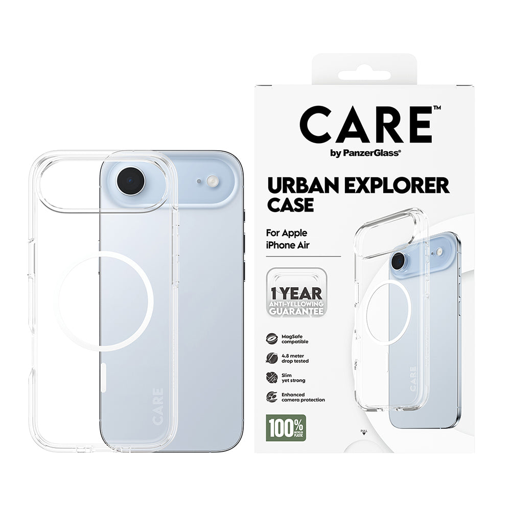 Pouzdro MagSafe pro Apple iPhone 17 Air, PanzerGlass, Care Urban Explorer, Bílá Transparentní