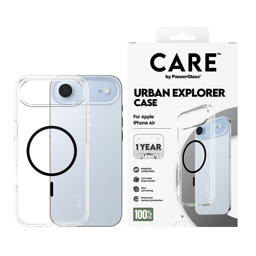 Pouzdro MagSafe pro Apple iPhone 17 Air, PanzerGlass, Care Urban Explorer, Černá Transparentní