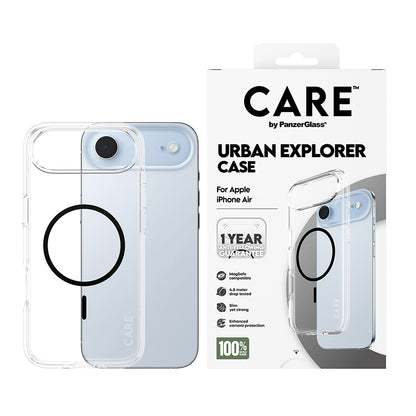 Pouzdro MagSafe pro Apple iPhone 17 Air, PanzerGlass, Care Urban Explorer, Černá Transparentní
