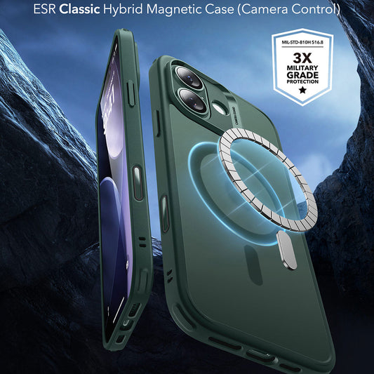 Pouzdro MagSafe pro Apple iPhone 17, ESR, Classic Hybrid, Saténově zelené