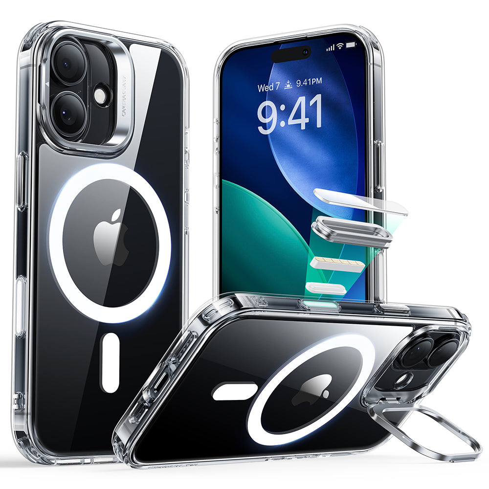 Pouzdro MagSafe pro Apple iPhone 17, ESR, Classic Hybrid Kickstand, Průhledné