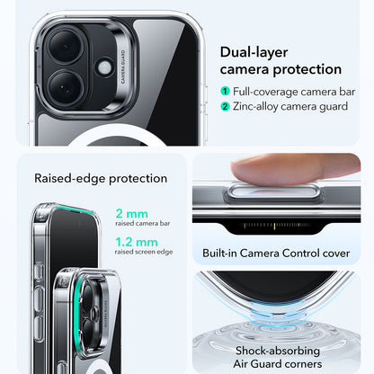 Pouzdro MagSafe pro Apple iPhone 17, ESR, Classic Hybrid Kickstand, Průhledné