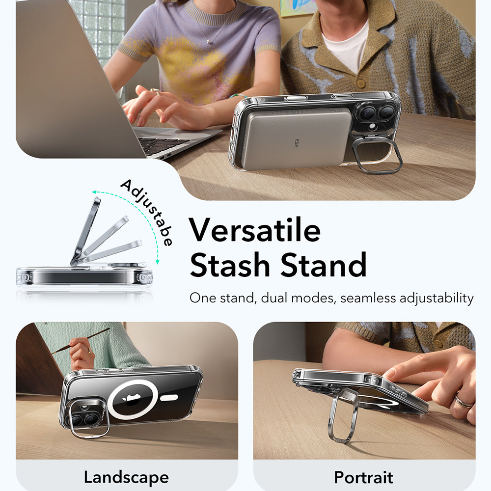 Pouzdro MagSafe pro Apple iPhone 17, ESR, Classic Hybrid Kickstand, Průhledné