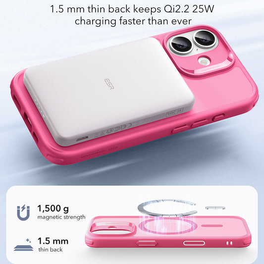 Pouzdro MagSafe pro Apple iPhone 17, ESR, Classic Hybrid, Saténově růžové