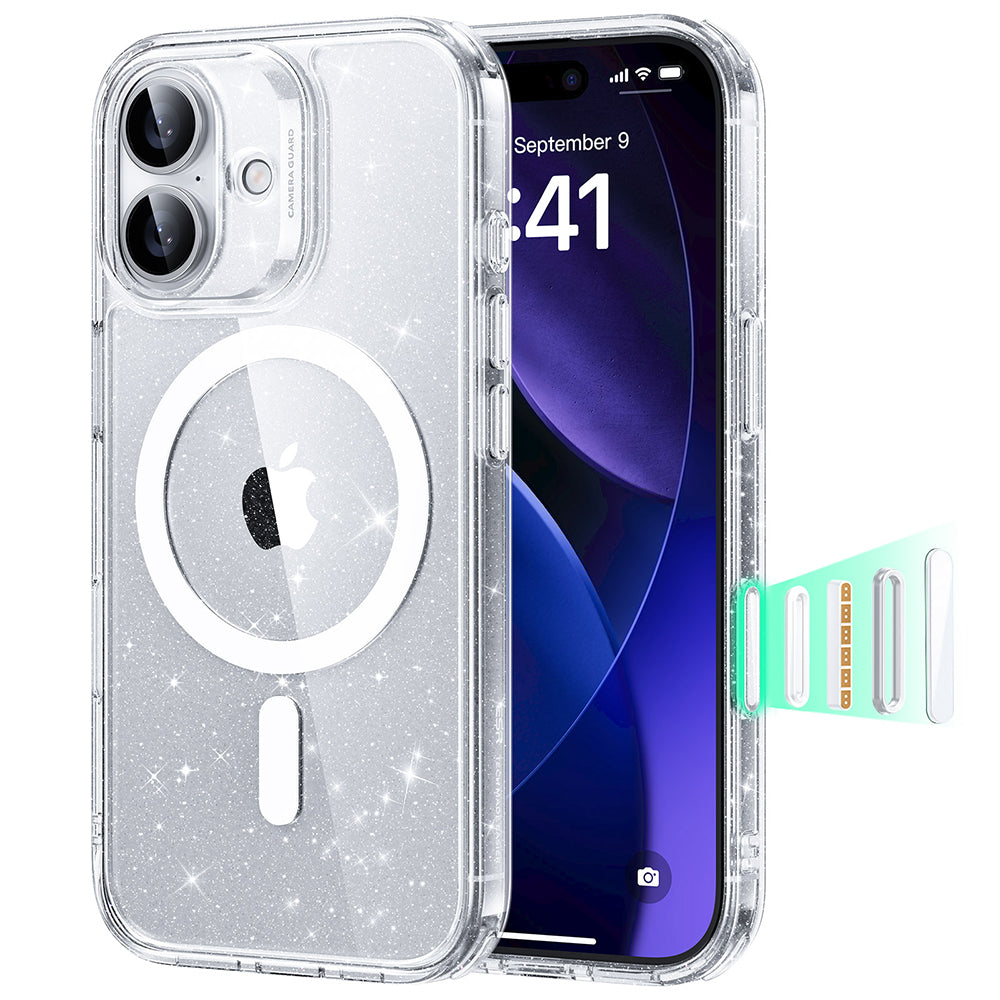 Pouzdro MagSafe pro Apple iPhone 17, ESR, Classic Hybrid Shimmer, Průhledné