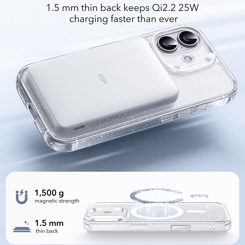 Pouzdro MagSafe pro Apple iPhone 17, ESR, Classic Hybrid Shimmer, Průhledné