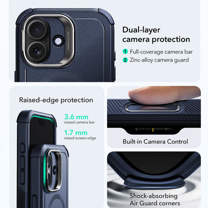 Pouzdro MagSafe pro Apple iPhone 17, ESR, Cyber Armor Kickstand, Modrá