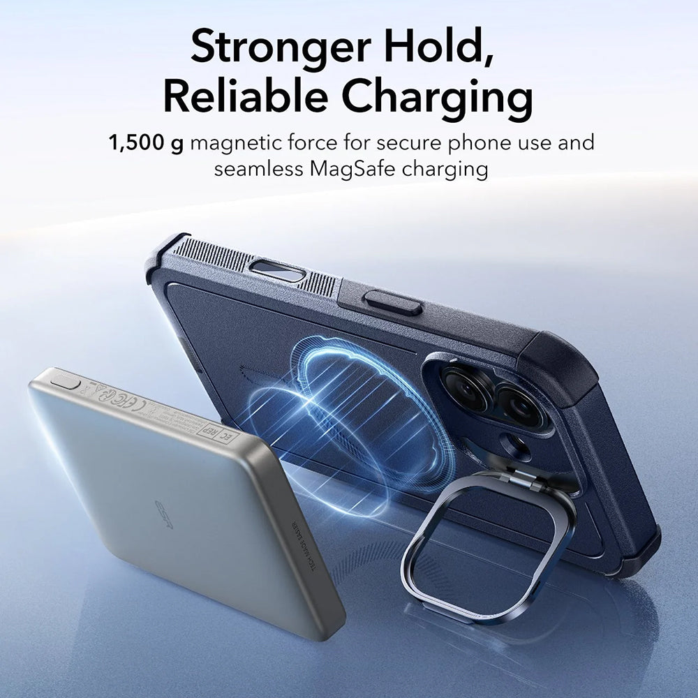Pouzdro MagSafe pro Apple iPhone 17, ESR, Cyber Armor Kickstand, Modrá
