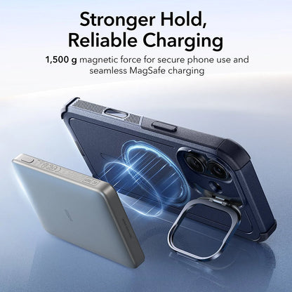 Pouzdro MagSafe pro Apple iPhone 17, ESR, Cyber Armor Kickstand, Modrá