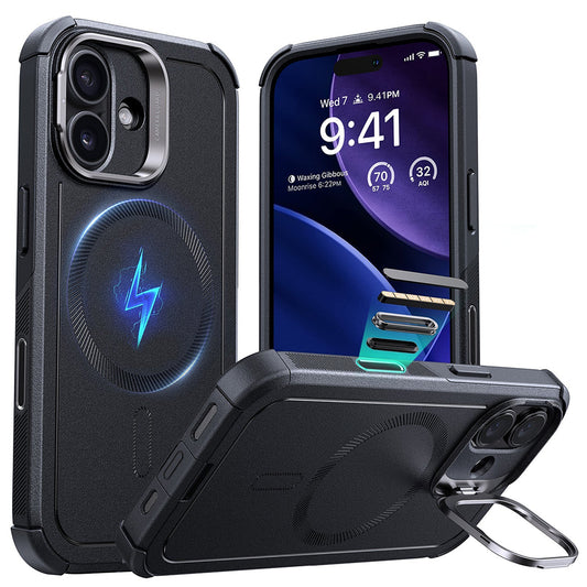 Pouzdro MagSafe pro Apple iPhone 17, ESR, Cyber Armor Kickstand, Černá