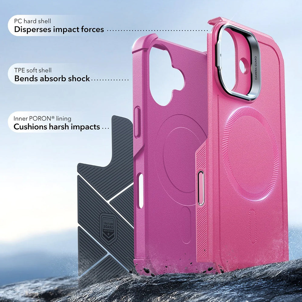 Pouzdro MagSafe pro Apple iPhone 17, ESR, Cyber Armor Kickstand, Růžové