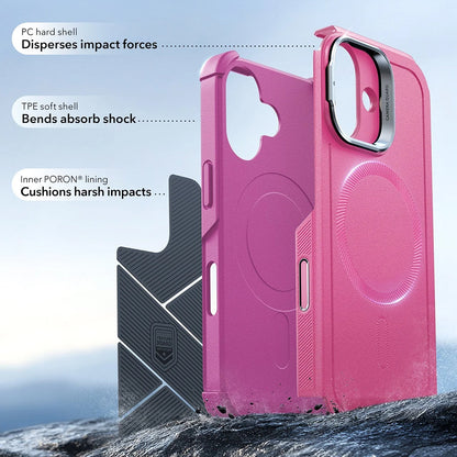 Pouzdro MagSafe pro Apple iPhone 17, ESR, Cyber Armor Kickstand, Růžové