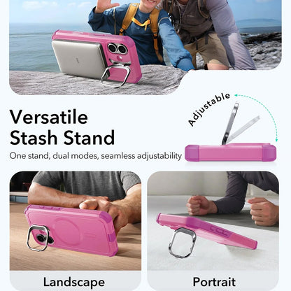 Pouzdro MagSafe pro Apple iPhone 17, ESR, Cyber Armor Kickstand, Růžové