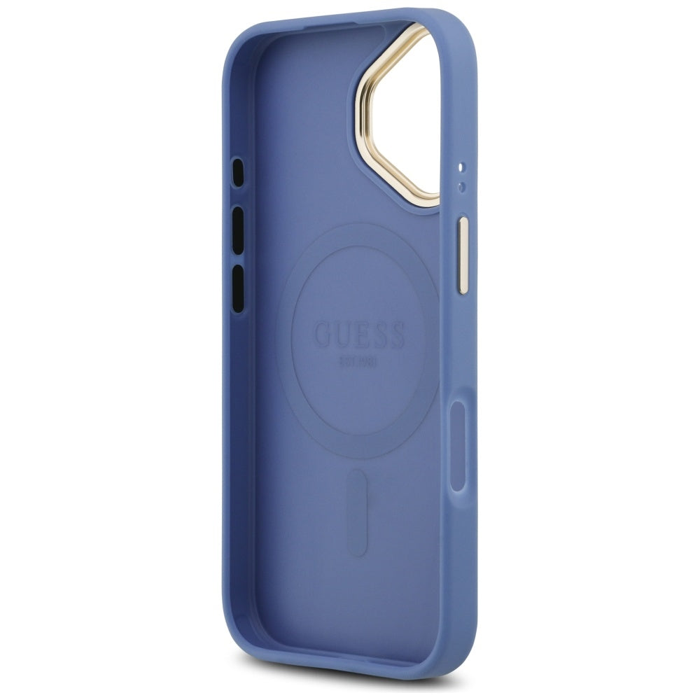 Pouzdro MagSafe pro Apple iPhone 17, Guess, 4G Classic, Modrá