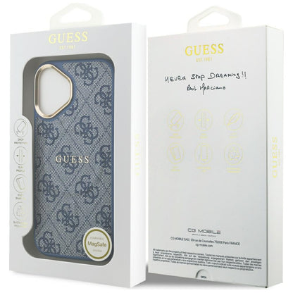 Pouzdro MagSafe pro Apple iPhone 17, Guess, 4G Classic, Modrá