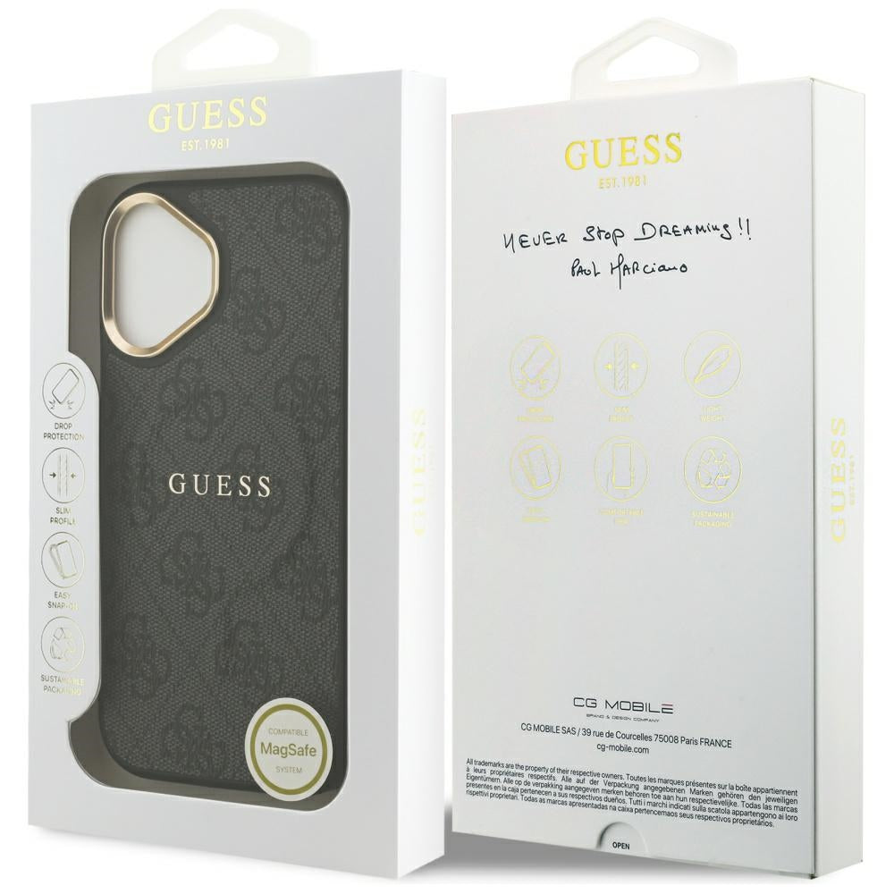 Pouzdro MagSafe pro Apple iPhone 17, Guess, 4G Classic, Černá